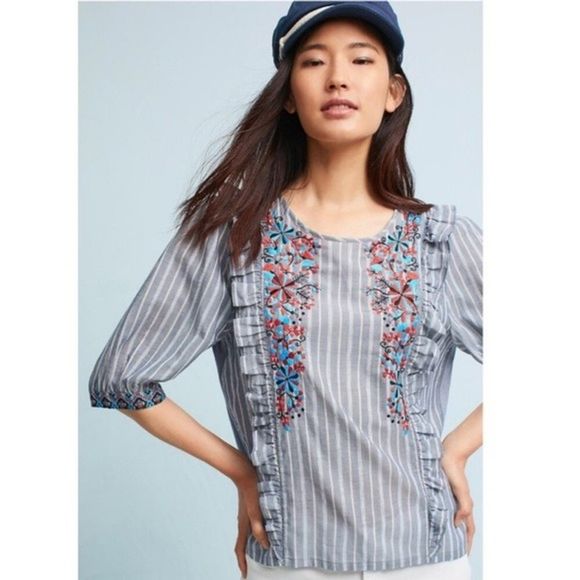 Anthropologie One September Jayden Embroidered Small Top - Picture 1 of 9